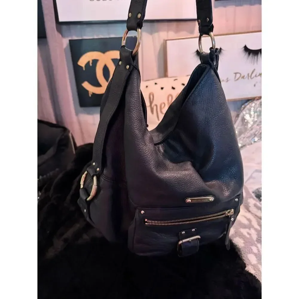 Michael Kors mk grey pebble leather Fulton hobo tote bag/purse/pocketbook